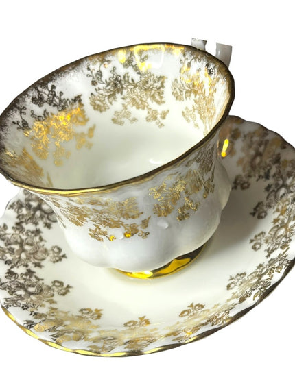 Vintage 24k Gold floral finish Royal Albert tea cup & saucer X2 Sets