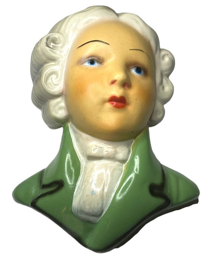 Vintage Mid century Colonial Boy wall hanging head bust painter pottery