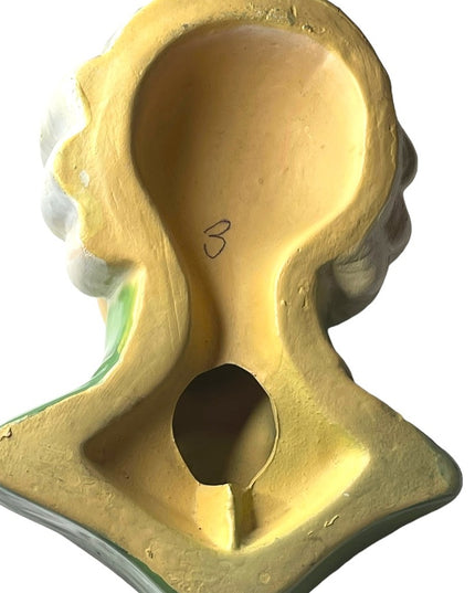 Vintage Mid century Colonial Boy wall hanging head bust painter pottery