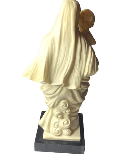 Vintage Religious Mary & Baby Jesus Resin Statue on Marble
