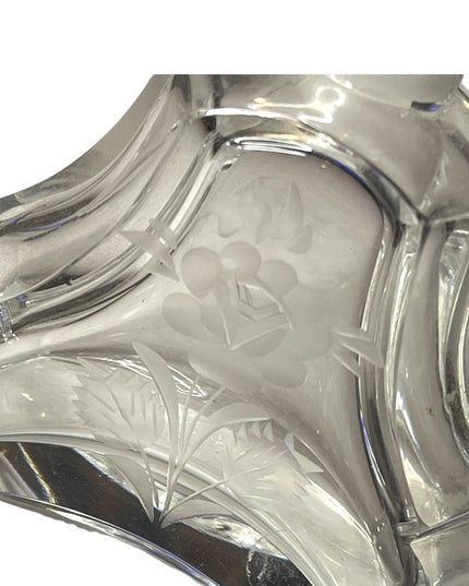 Vintage Val St Lambert Perfume Bottle ~ Etched Rose Crystal Glass