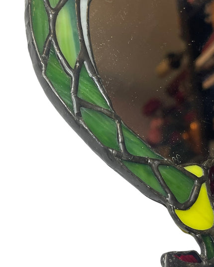 Vintage Stained glass artisan Spelled gazing mirror sm Serpent