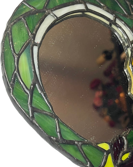 Vintage Stained glass artisan Spelled gazing mirror sm Serpent