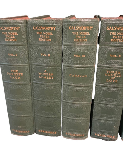 Set of Antique Books JOHN GALSWORTHY NOBEL Prize Edition 7 Volumns HC  Books
