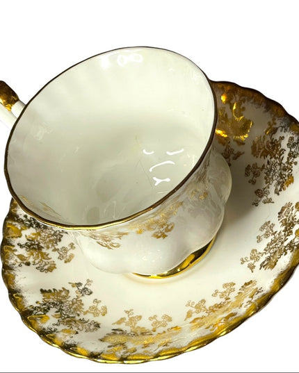 Vintage Royal Albert 50th Anniversary Gold floral tea cup saucer England
