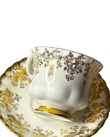 Vintage Royal Albert 50th Anniversary Gold floral tea cup saucer England