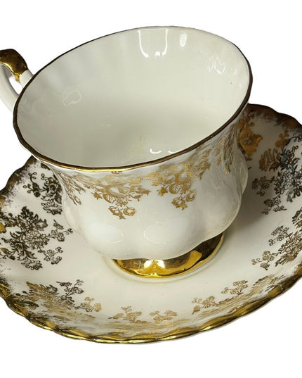 Vintage Royal Albert 50th Anniversary Gold floral tea cup saucer England