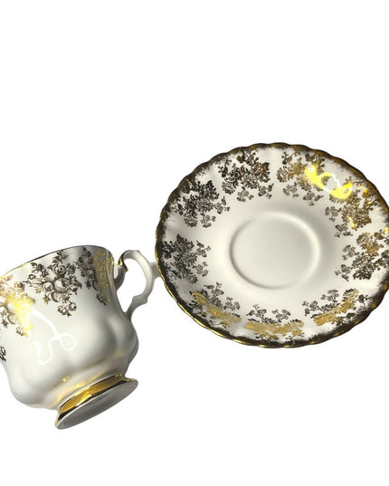 Vintage Royal Albert 50th Anniversary Gold floral tea cup saucer England