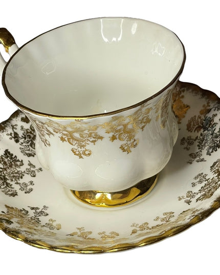 Vintage Royal Albert 50th Anniversary Gold floral tea cup saucer England