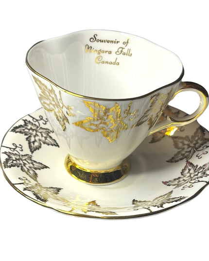 Vintage Royal Winton Gold floral tea cup & saucer bone china England