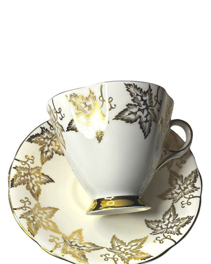 Vintage Royal Winton Gold floral tea cup & saucer bone china England