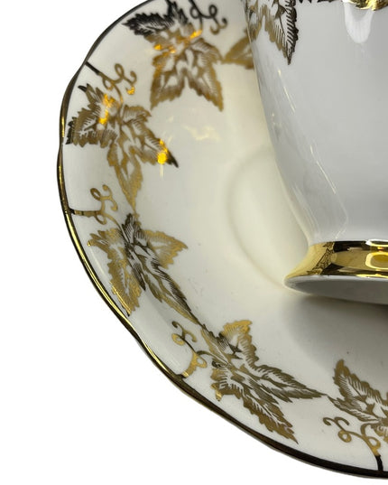 Vintage Royal Winton Gold floral tea cup & saucer bone china England