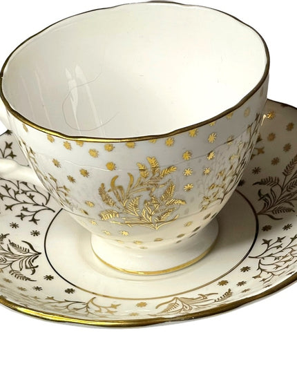 Vintage Royal Winton Gold floral tea cup & saucer bone china England