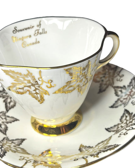 Vintage Royal Winton Gold floral tea cup & saucer bone china England