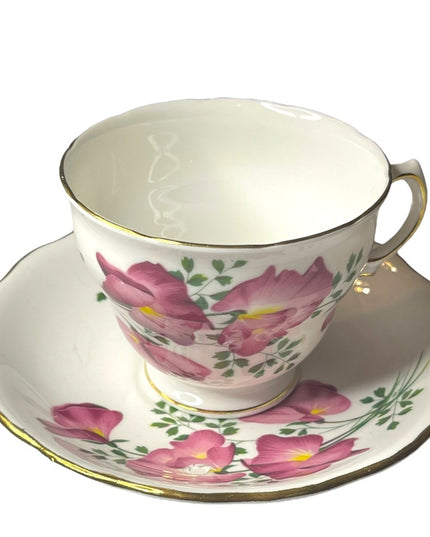 Vintage Royal Vale Pink floral flower tea cup & saucer bone china England