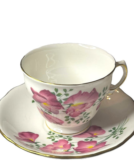 Vintage Royal Vale Pink floral flower tea cup & saucer bone china England