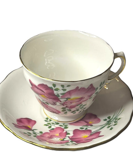 Vintage Royal Vale Pink floral flower tea cup & saucer bone china England