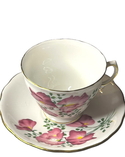 Vintage Royal Vale Pink floral flower tea cup & saucer bone china England
