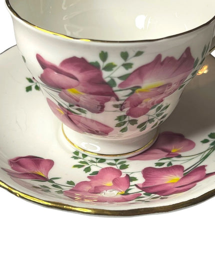 Vintage Royal Vale Pink floral flower tea cup & saucer bone china England