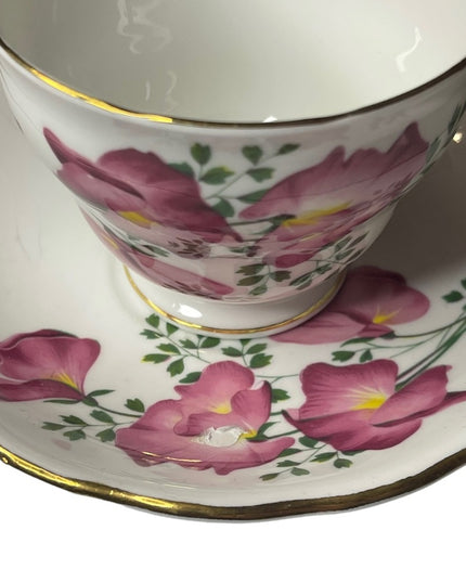 Vintage Royal Vale Pink floral flower tea cup & saucer bone china England