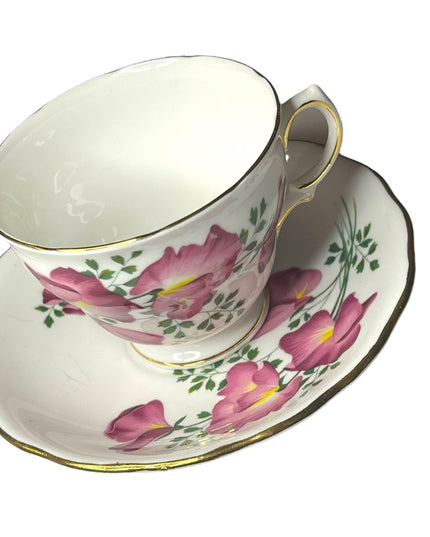 Vintage Royal Vale Pink floral flower tea cup & saucer bone china England
