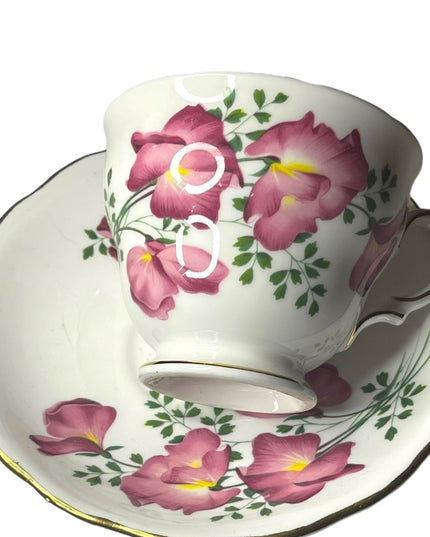Vintage Royal Vale Pink floral flower tea cup & saucer bone china England