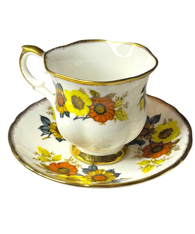 Vintage Crown Staffordshire Tea cup & saucer Bone china England floral