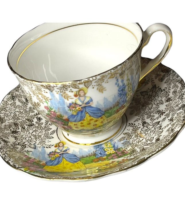 Vintage Colclough Crinoline lady Tea cup & saucer bone china England