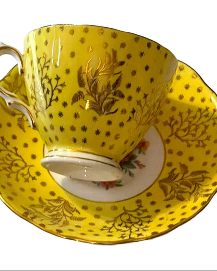 Vintage yellow floral Colclough tea cup & saucer set bone china England