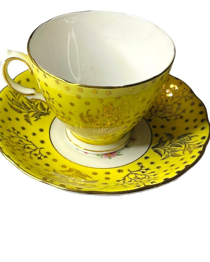 Vintage yellow floral Colclough tea cup & saucer set bone china England