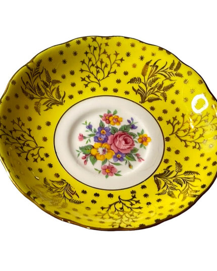 Vintage yellow floral Colclough tea cup & saucer set bone china England