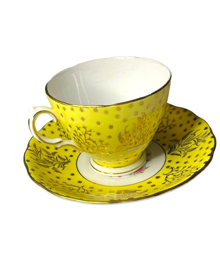 Vintage yellow floral Colclough tea cup & saucer set bone china England