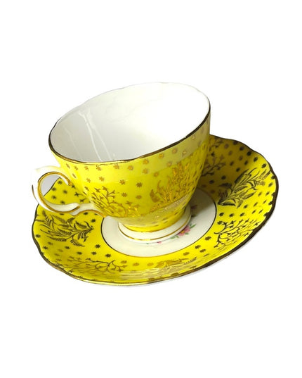 Vintage yellow floral Colclough tea cup & saucer set bone china England