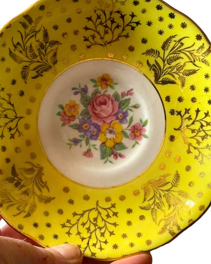 Vintage yellow floral Colclough tea cup & saucer set bone china England