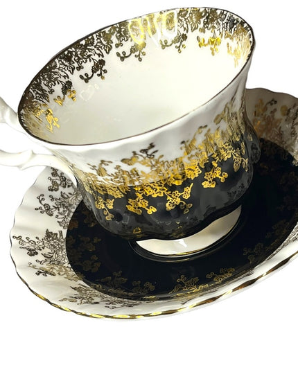 Black Royal Albert China Tea cup and Saucer Regal Series Teacup Set