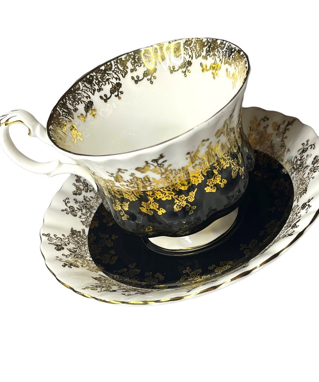 Black Royal Albert China Tea cup and Saucer Regal Series Teacup Set