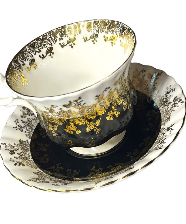Black Royal Albert China Tea cup and Saucer Regal Series Teacup Set