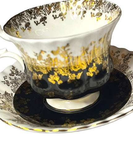 Black Royal Albert China Tea cup and Saucer Regal Series Teacup Set