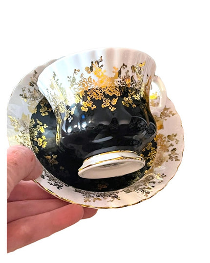 Black Royal Albert China Tea cup and Saucer Regal Series Teacup Set