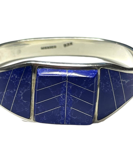 Vintage Blue Lapis Lazuli ZUNI Sterling silver 925 bangle bracelet orante inlay