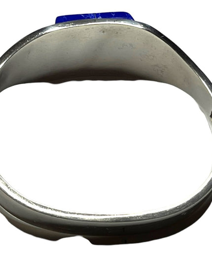 Vintage Blue Lapis Lazuli ZUNI Sterling silver 925 bangle bracelet orante inlay