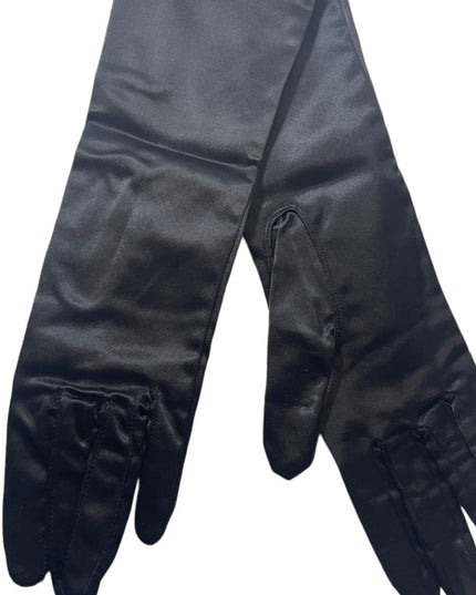 Vintage black long “ satin look “ Nylon sz 7 stretchy gloves