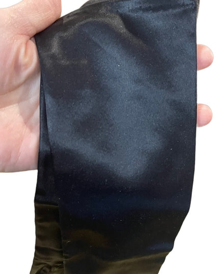 Vintage black long “ satin look “ Nylon sz 7 stretchy gloves