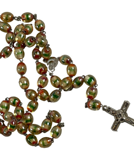 Vintage glass bead rosary prayer religious necklace Catholic Jesus Jerusalem