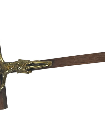 Vintage solid wood brass Jesus wall Crucifix Catholic Religious