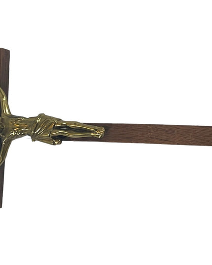 Vintage solid wood brass Jesus wall Crucifix Catholic Religious