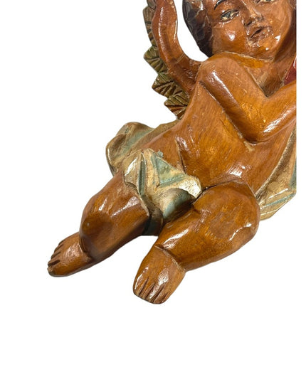 Antique Hand Carved solid wood  Italy Italian Angels wall hanging Angel x 2 pc