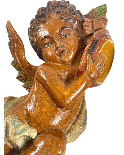 Antique Hand Carved solid wood  Italy Italian Angels wall hanging Angel x 2 pc