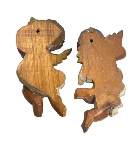 Antique Hand Carved solid wood  Italy Italian Angels wall hanging Angel x 2 pc