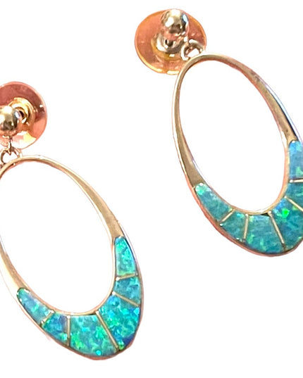 Vintage TSF signed Sterling silver 925 Fire Opal Dangle earrings Native American